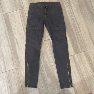 J Brand Grey Cargo Pants with Ankle Zippers Size 26